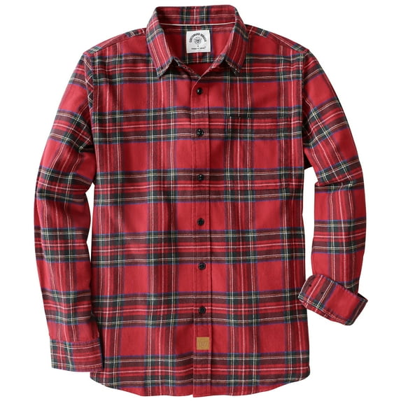 Dubinik® Flannel Shirt for Men 100% Cotton Mens Flannel Shirts Long Sleeve Plaid Soft Casual Button Down Shirt Men