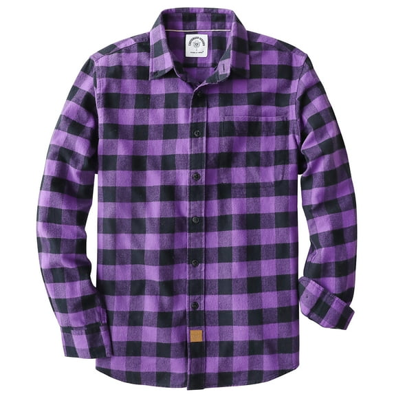 Dubinik® Flannel Shirt for Men 100% Cotton Mens Flannel Shirts Long Sleeve Plaid Soft Casual Button Down Shirt Men