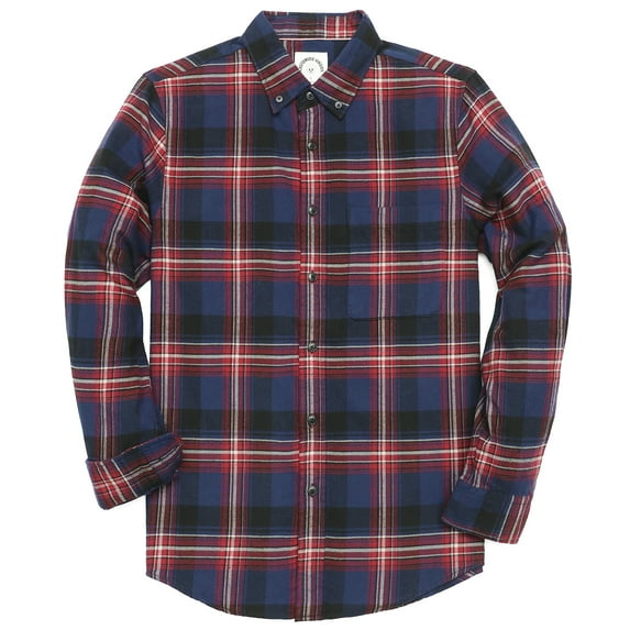 Dubinik® Flannel Shirt for Men Long Sleeve Men's Casual Button-Down Shirt 100% Cotton Soft Plaid Regular Fit with Pockets