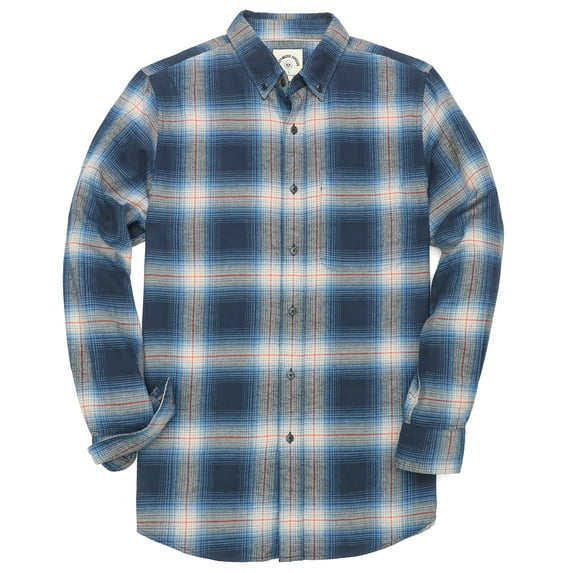 Dubinik® Flannel Shirt for Men Long Sleeve Men's Casual Button-Down Shirt 100% Cotton Soft Plaid Regular Fit with Pockets