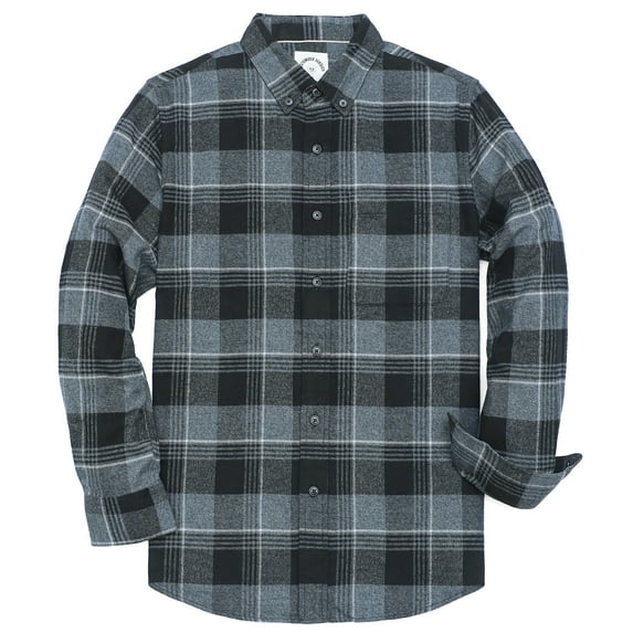 Dubinik® Flannel Shirt for Men Long Sleeve Men's Casual Button-Down Shirt 100% Cotton Soft Plaid Regular Fit with Pockets