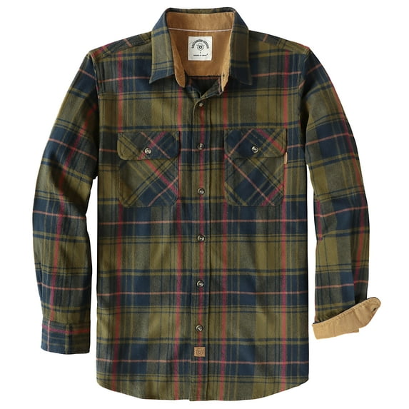 Dubinik® Mens Flannel Shirt Long Sleeve Button Down Plaid All Cotton Soft Brushed Flannel Shirt For Men Utility Casual Shirt