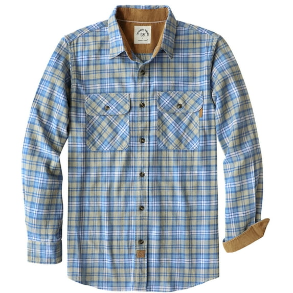 Dubinik® Mens Flannel Shirt Long Sleeve Button Down Plaid All Cotton Soft Brushed Flannel Shirt For Men Utility Casual Shirt
