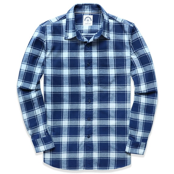 Dubinik® Mens Flannel Shirts Long Sleeve Button Down Casual Work Plaid Shirt Men All Cotton Soft with Pocket Regular Fit