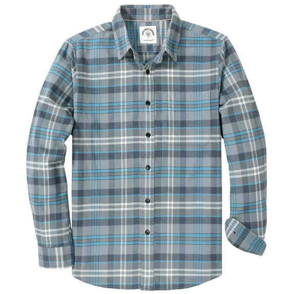 Dubinik® Mens Flannel Shirts Long Sleeve Button Down Casual Work Plaid Shirt Men All Cotton Soft with Pocket Regular Fit