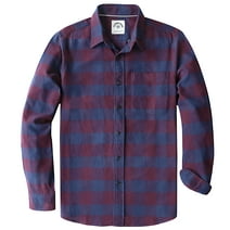 Dubinik® Mens Flannel Shirts Long Sleeve Button Down Casual Work Plaid Shirt Men All Cotton Soft with Pocket Regular Fit