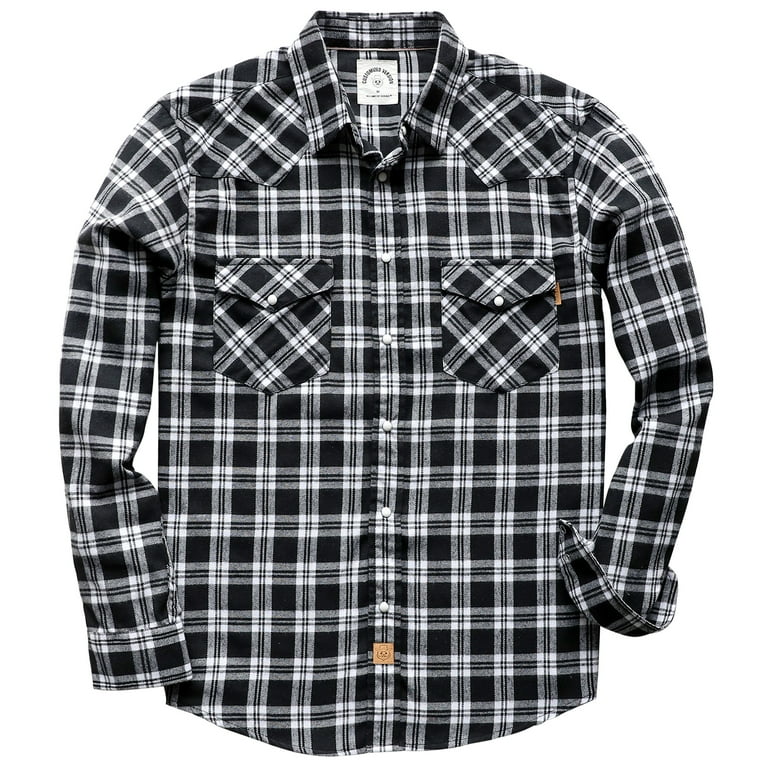 Mens pearl snap flannel shirts best sale
