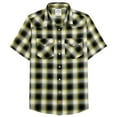 thumbnail image 1 of Dubinik®Mens Shirts Short Sleeve Plaid Shirt Men Bamboo Fiber Western Cowboy Pearl Snap Vintage Casual Plaid Shirts For Men, 1 of 6