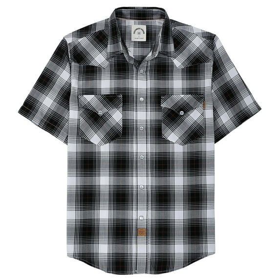 Dubinik®Mens Shirts Short Sleeve Plaid Shirt Men Bamboo Fiber Western Cowboy Pearl Snap Vintage Casual Plaid Shirts For Men