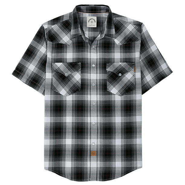 Dubinik®Mens Shirts Short Sleeve Plaid Shirt Men Bamboo Fiber Western ...