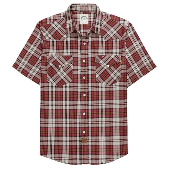 Dubinik®Mens Shirts Short Sleeve Plaid Shirt Men Bamboo Fiber Western Cowboy Pearl Snap Vintage Casual Plaid Shirts For Men