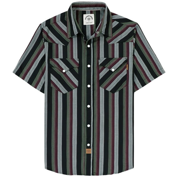 Dubinik®Mens Shirts Short Sleeve Plaid Shirt Men Bamboo Fiber Western Cowboy Pearl Snap Vintage Casual Plaid Shirts For Men
