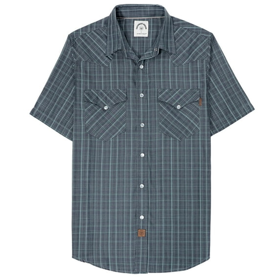 Dubinik®Mens Shirts Short Sleeve Plaid Shirt Men Bamboo Fiber Western Cowboy Pearl Snap Vintage Casual Plaid Shirts For Men