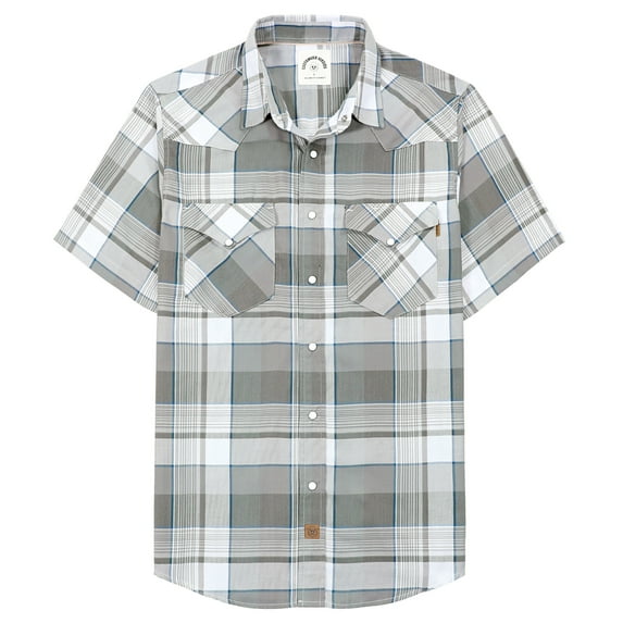 Dubinik®Mens Shirts Short Sleeve Plaid Shirt Men Bamboo Fiber Western Cowboy Pearl Snap Vintage Casual Plaid Shirts For Men