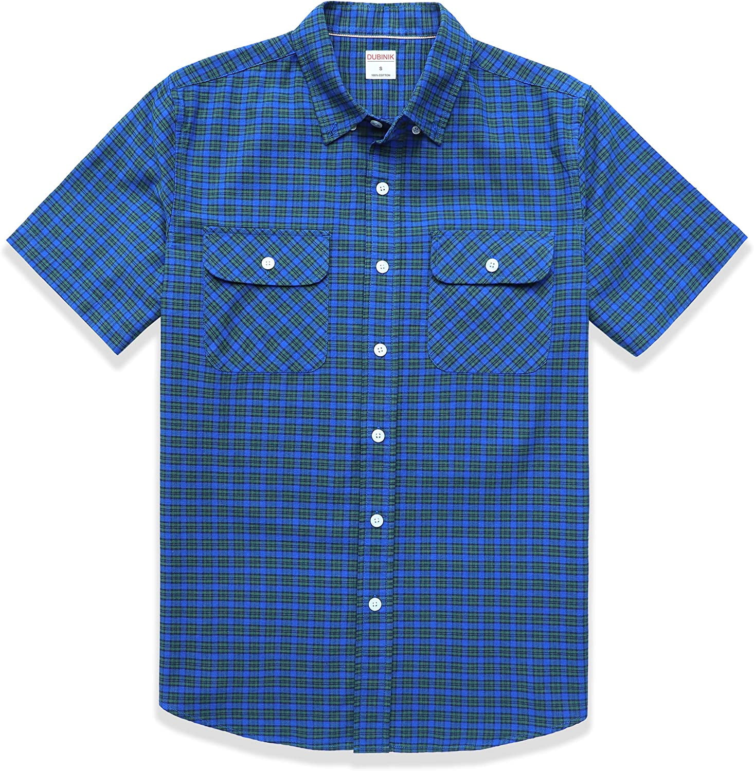 Dubinik Mens Short Sleeve Button Down Shirts 100 Cotton Plaid Men's