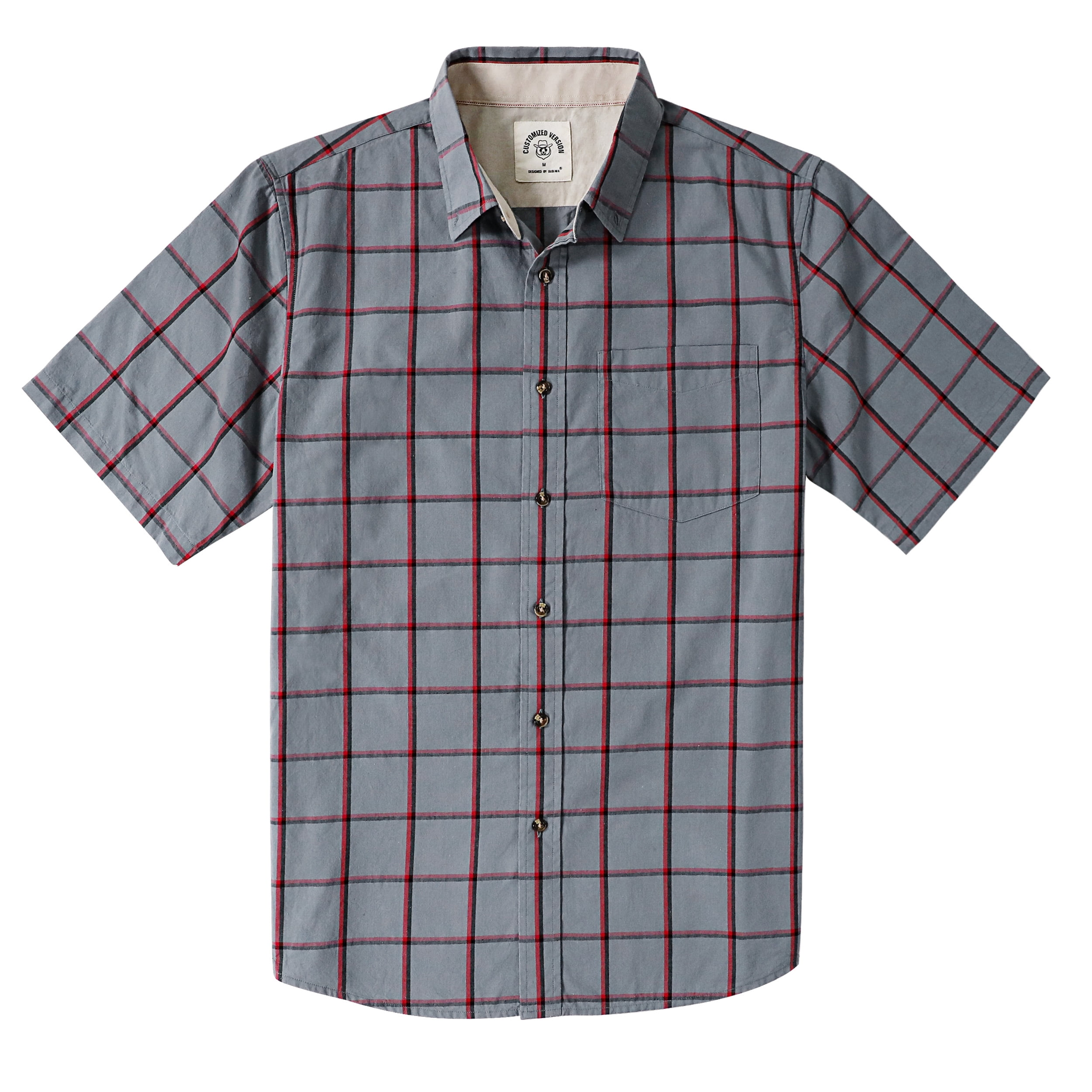 Dubinik Mens Short Sleeve Button Down Shirts 100 Cotton Plaid Men's