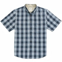 Dubinik Mens Short Sleeve Button Down Shirts 100% Cotton Plaid Men's Casual Button-Down Shirts with Pocket