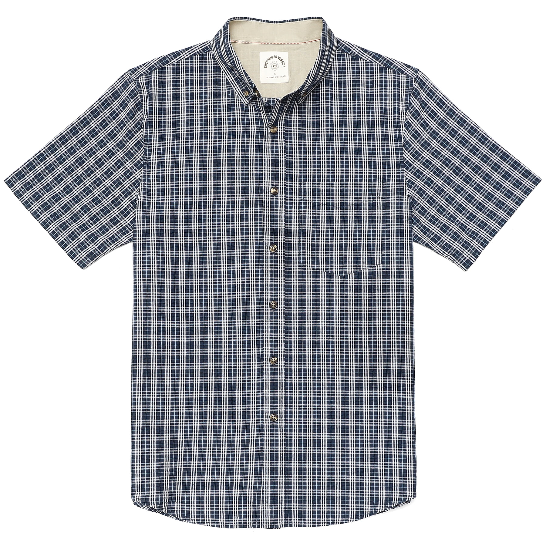 Dubinik Mens Short Sleeve Button Down Shirts 100 Cotton Plaid Men's