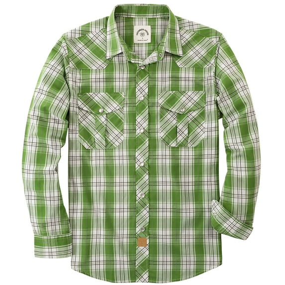 Dubinik® Pearl Snap Shirts for Men Long Sleeve Western Shirts for Men Vintage Casual Plaid Shirt Cowboy Shirts for Men