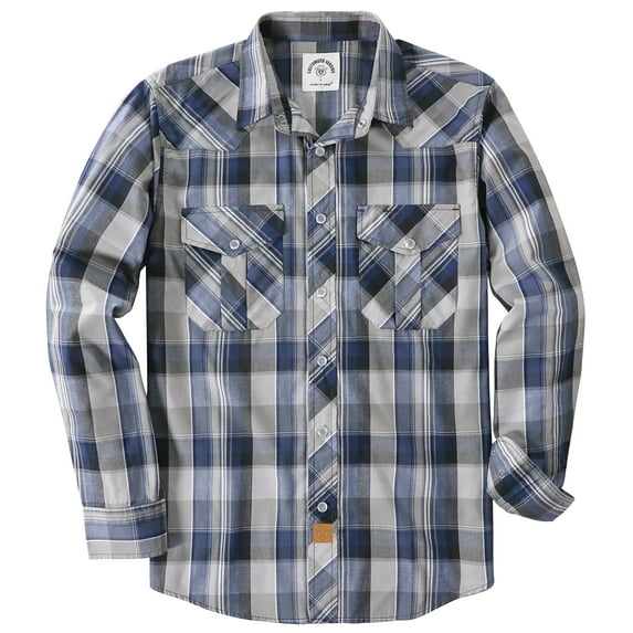 Dubinik® Pearl Snap Shirts for Men Long Sleeve Western Shirts for Men Vintage Casual Plaid Shirt Cowboy Shirts for Men