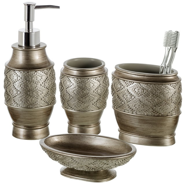 Dublin 4-Piece Bathroom Accessories Set - Includes Decorative ...