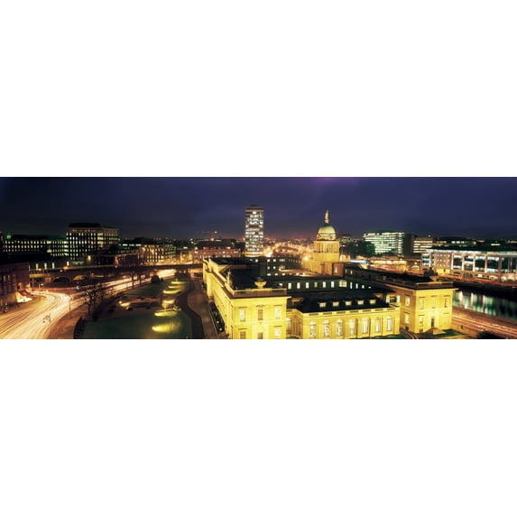 Dublin, Aerial View Of Custom House, At Night by The Irish Image Collection / Design Pics (70 x 22)