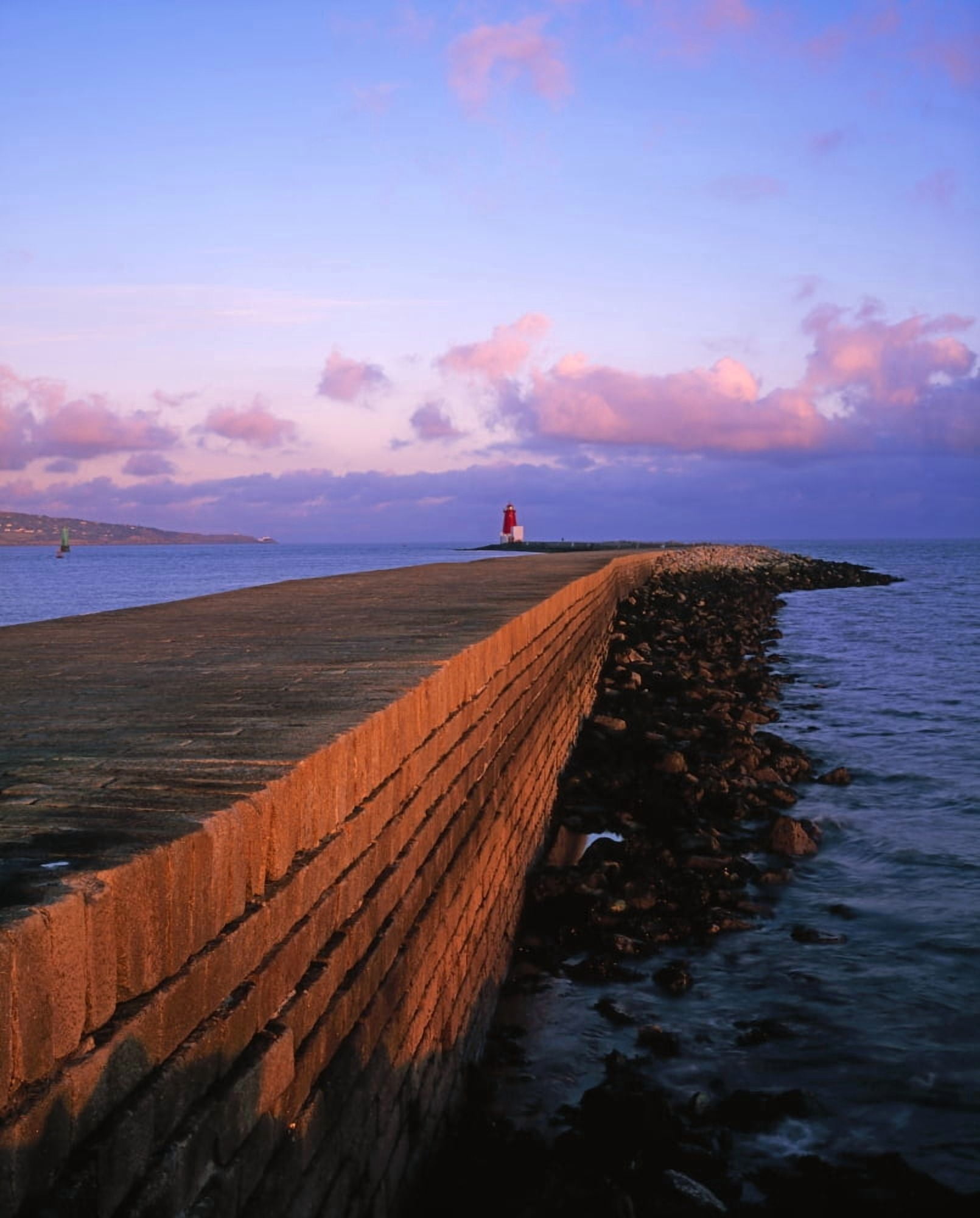 Dublin Bay Co Dublin Ireland East Wall With Lighthouse At The End Canvas Art - The Irish Image Collection Design Pics (13 x 17)