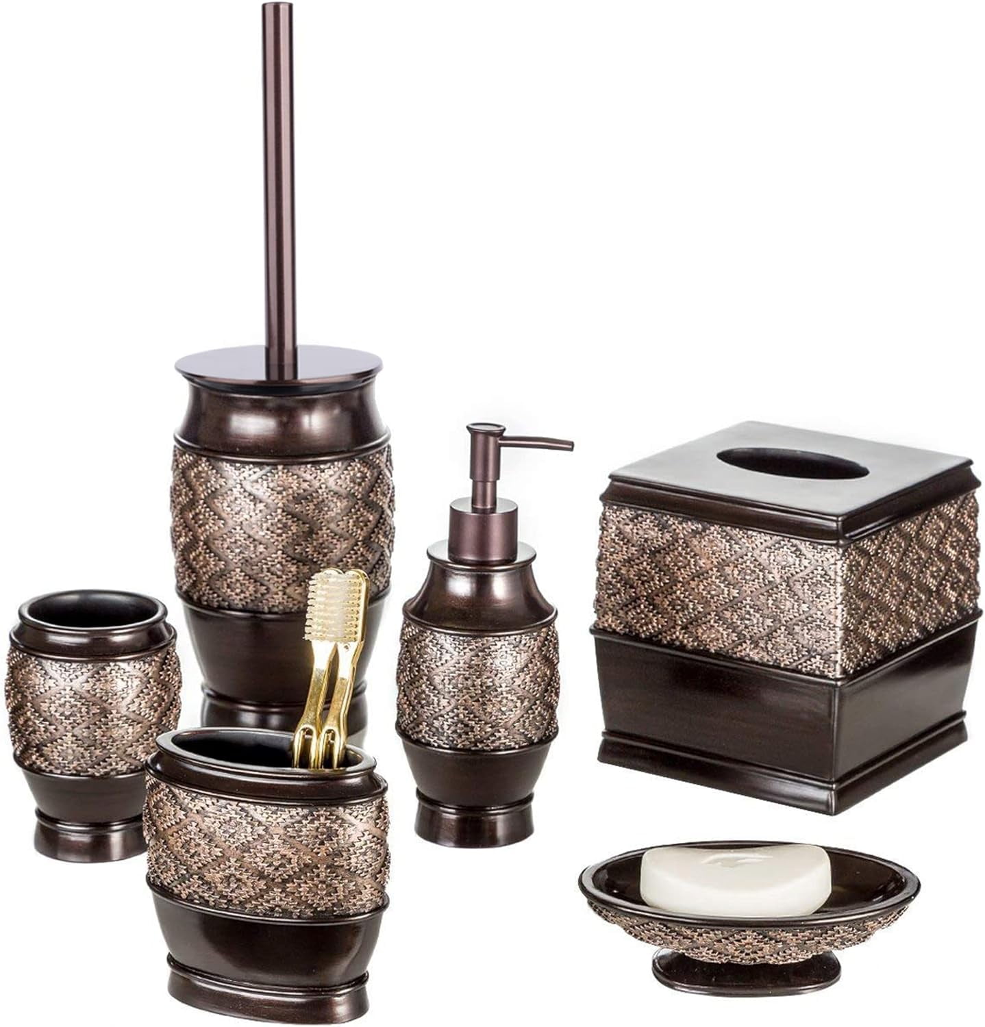 Dublin Brown Bathroom Accessories Set Complete - 4 Pc. Bathroom Sets ...