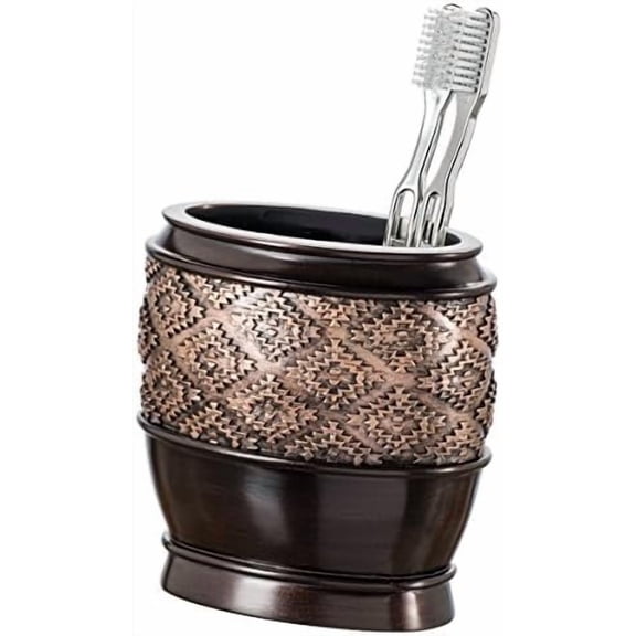 Dublin Brown Countertop Toothbrush Holders for Bathrooms - Decorative Tooth Brush Holder for Bathroom - Toothbrush Organizer for Regular or Electric Toothbrushes and Toothpaste