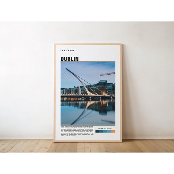 Dublin Cityscape Travel Wall Art Print, Unframed Paper Poster 16x20in