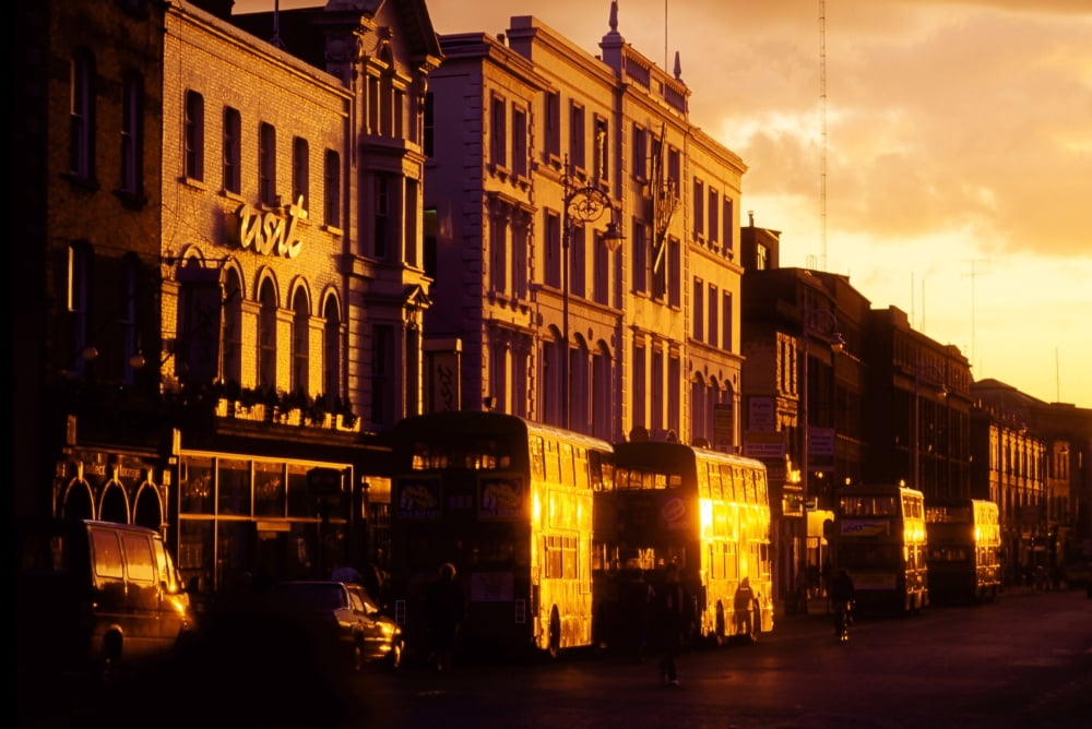 Dublin Co Dublin Ireland Buildings And Parked Vehicles Canvas Art - The Irish Image Collection Design Pics (18 x 12)