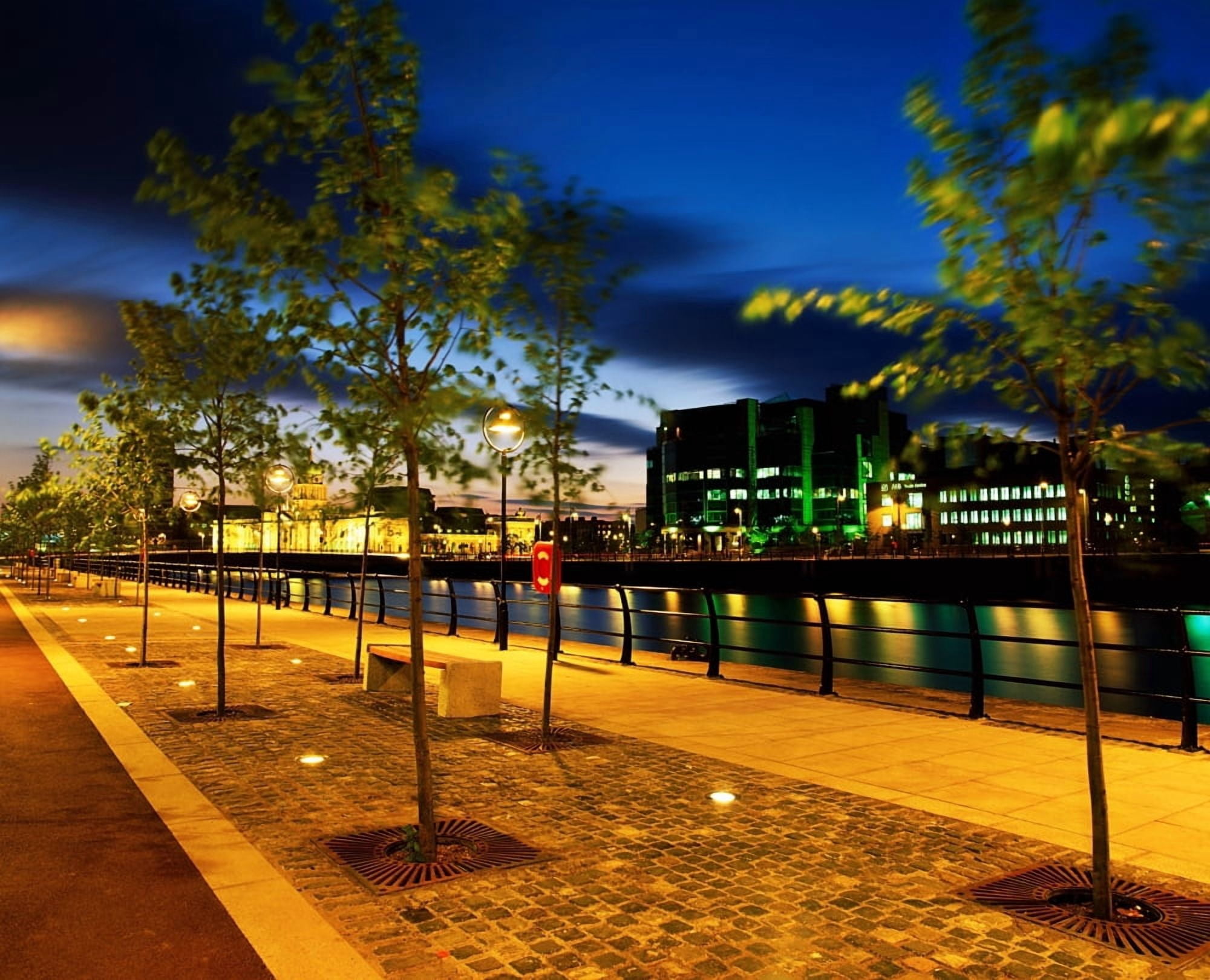 Dublin Co Dublin Ireland Custom House And International Financial Services Centre Next To The River Liffey Canvas Art - The Irish Image Collection Design Pics (34 x 28)