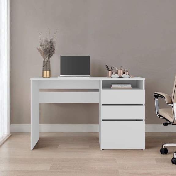 Dublin Computer Desk with Three Storage Drawers and One Open Shelf Offering Practical Workstation