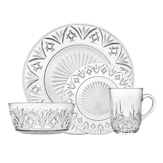 Dublin Crystal 16 Piece Dinnerware Set, Service for 4