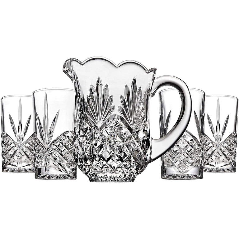 Dublin Crystal Glassware Beverage Set: Handmade 52oz Pitcher & Four 12oz  Highball Glasses - Walmart.com