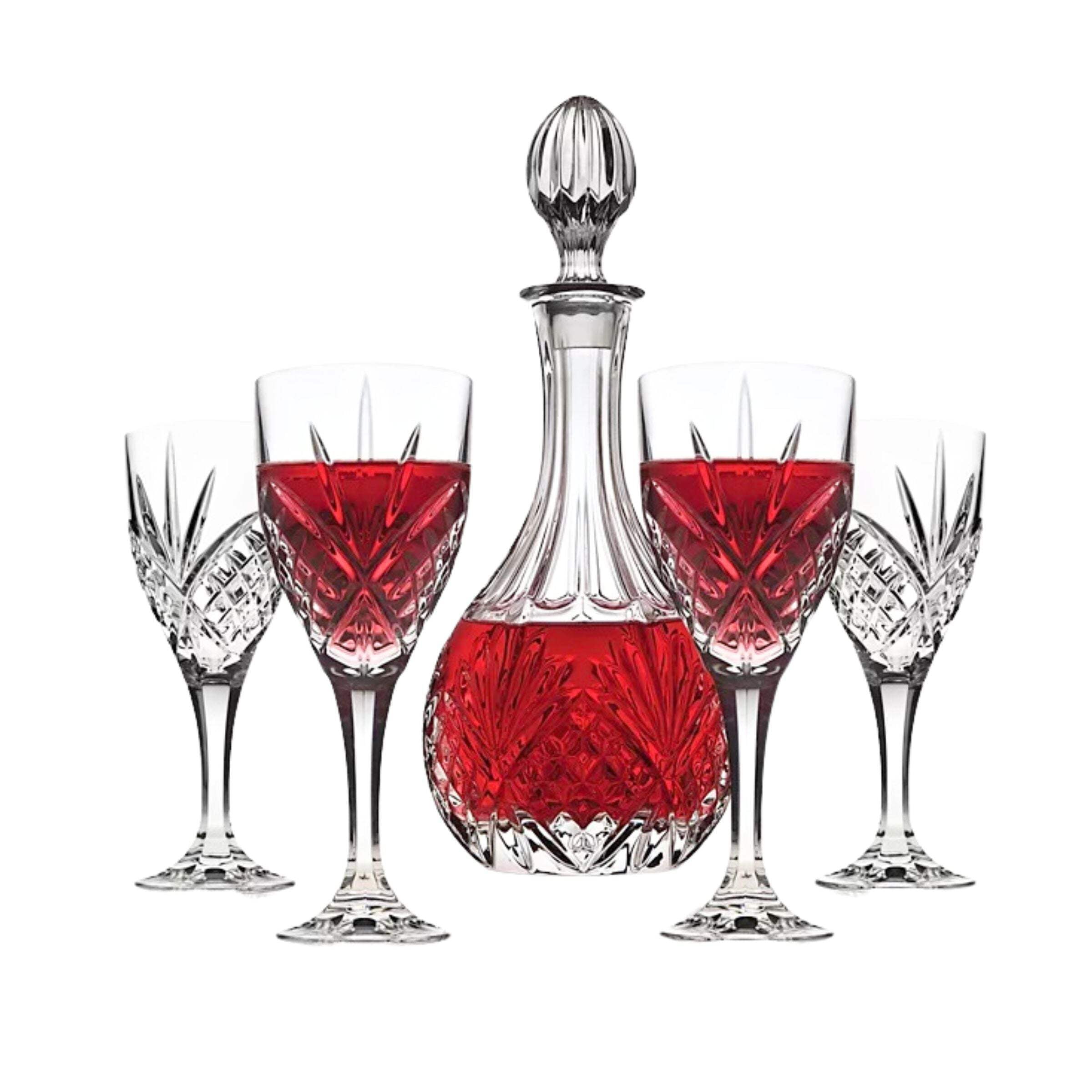 Dublin Clear Crystal 5 Piece Wine Decanter and Goblet Set