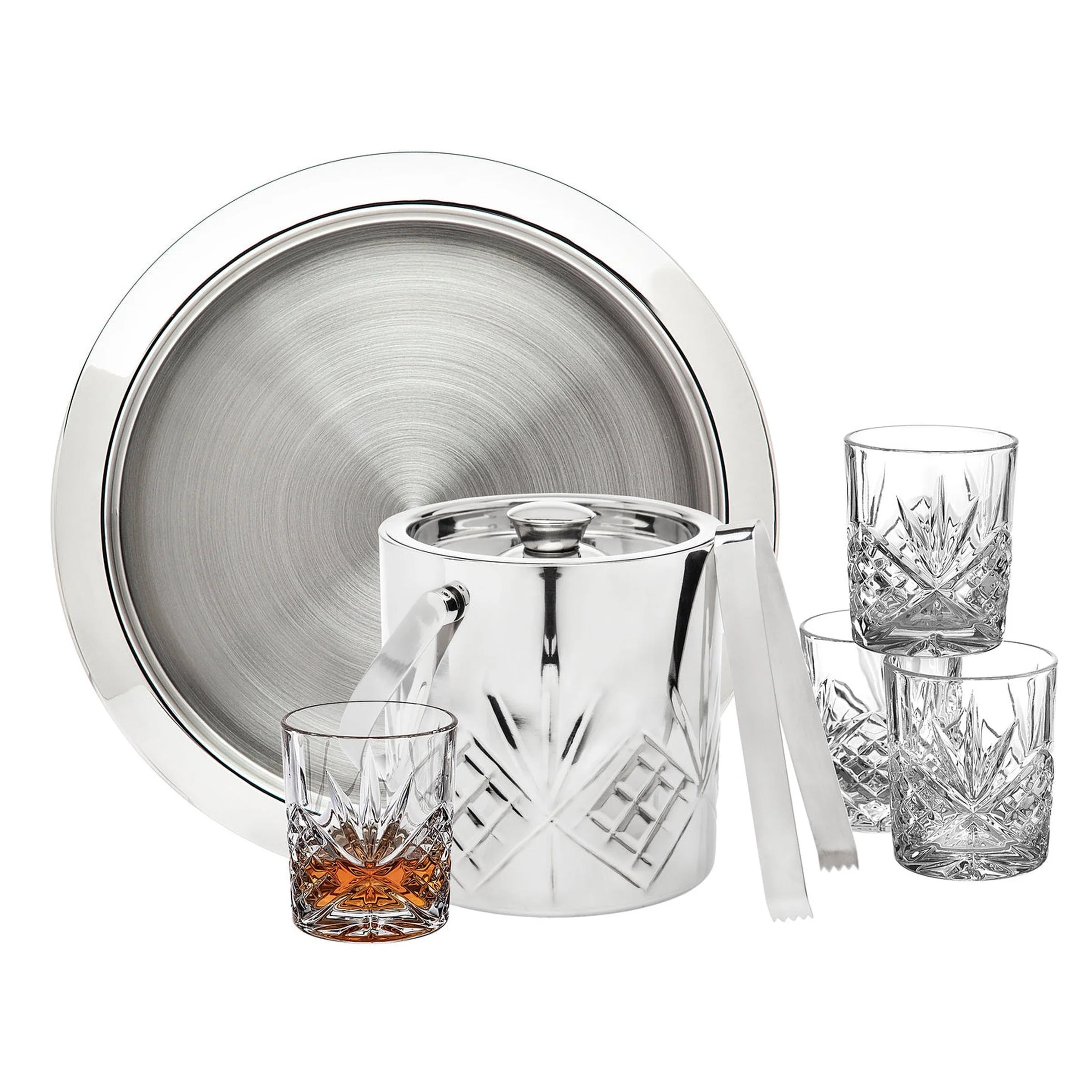 Dublin Crystal and Stainless Steel 8-Piece Bar Set