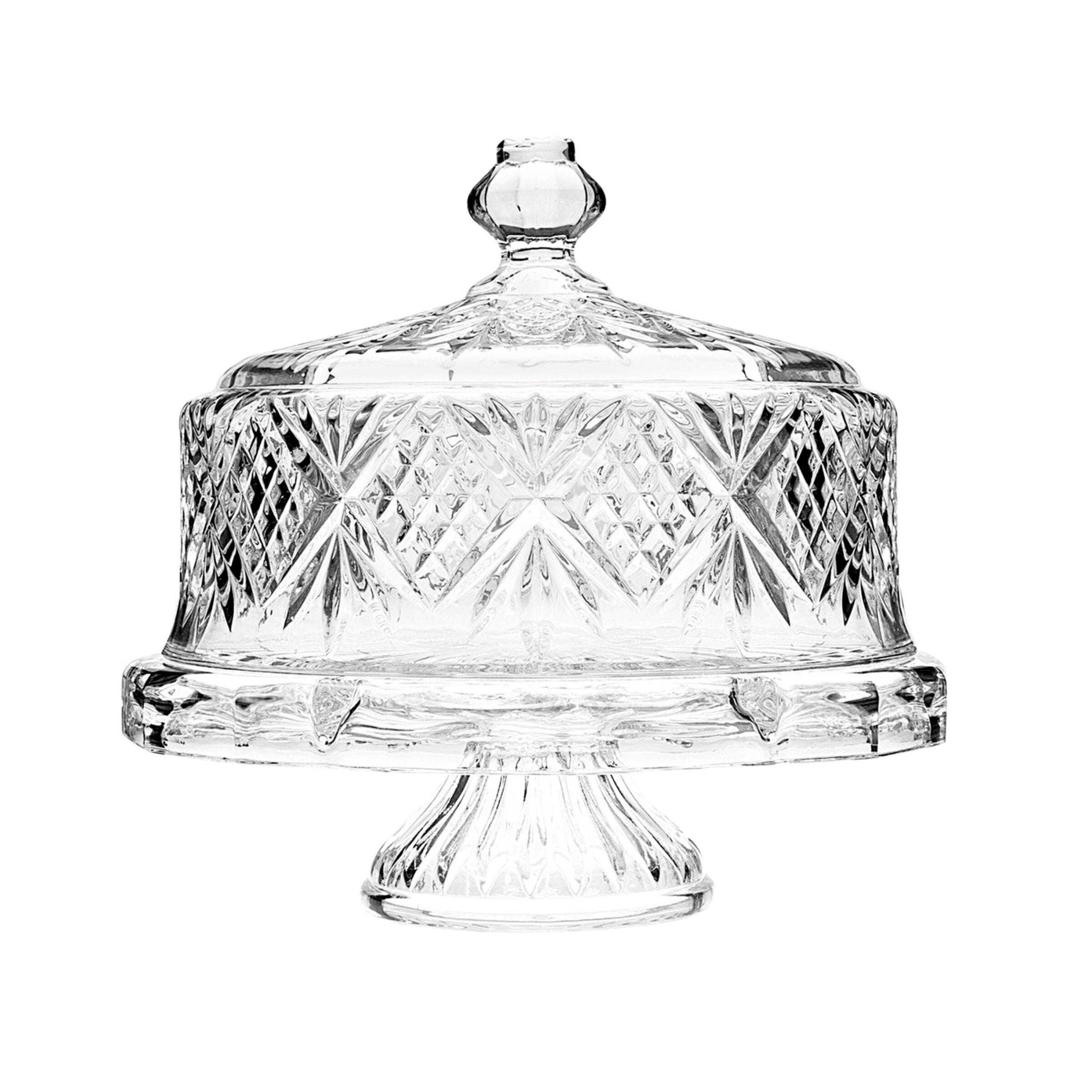 Clear Crystal Pedestal Cake Stand with Dome