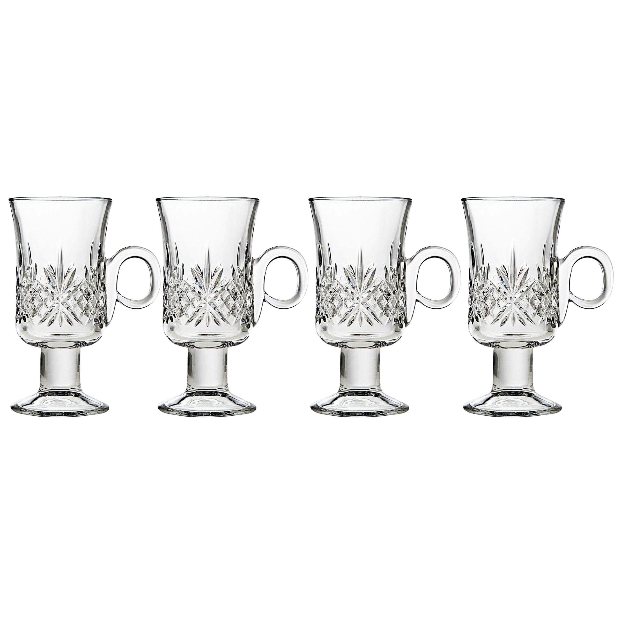 Dublin Crystal Footed Irish Coffee Mugs, Set of 4