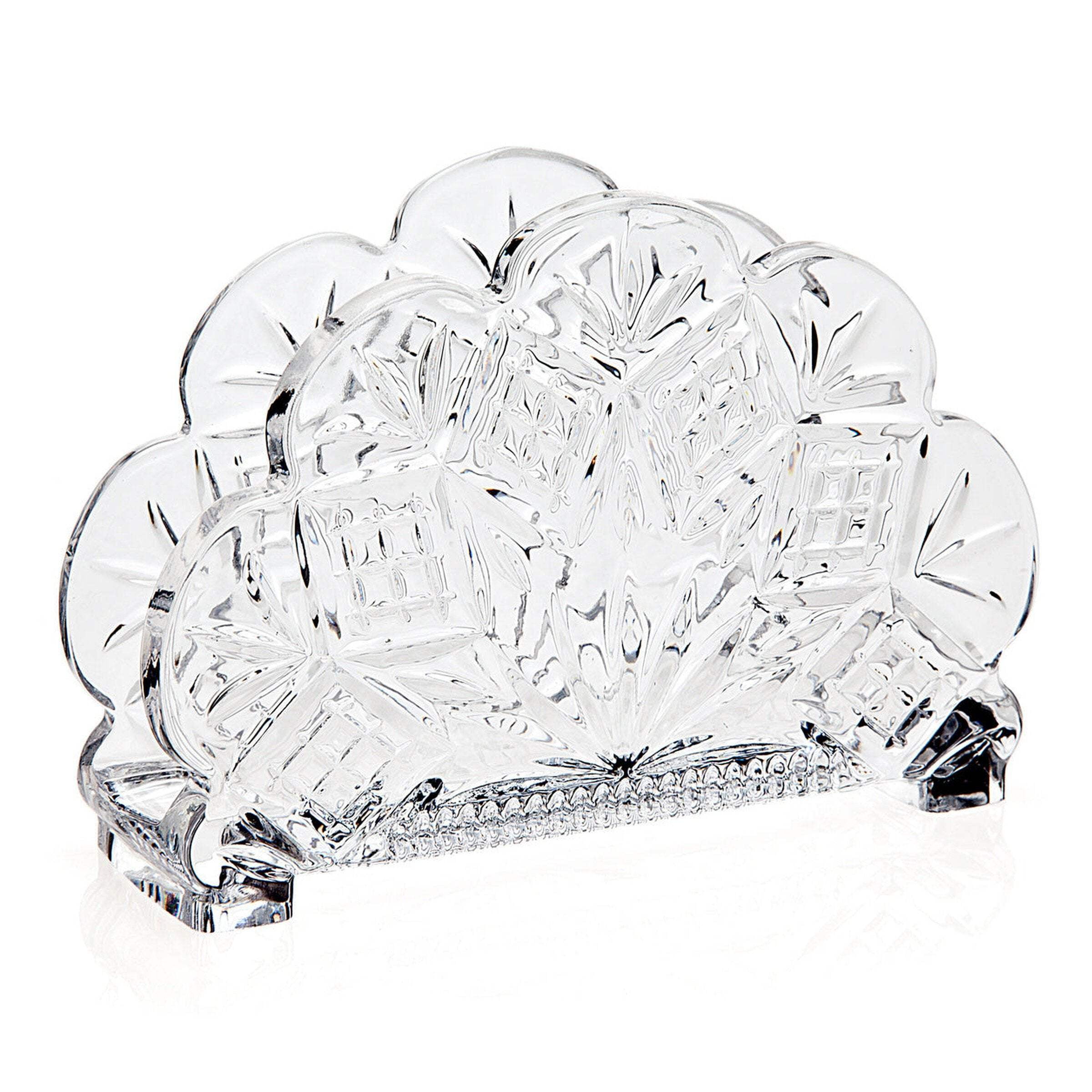 Elegant Clear Crystal Cut Glass Napkin Holder