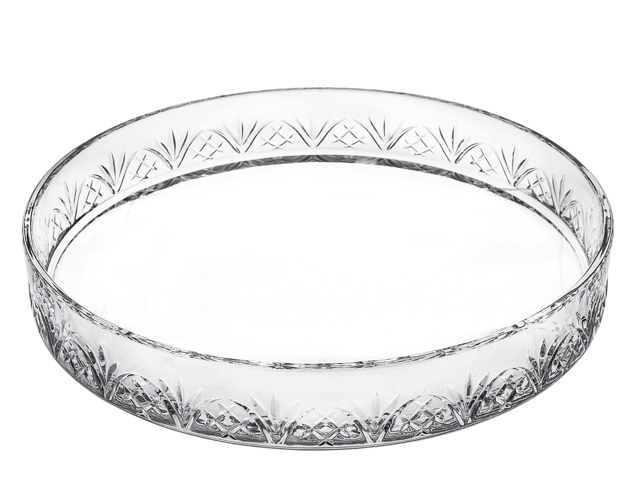 Elegant Dublin Polished Crystal Round Serving Tray