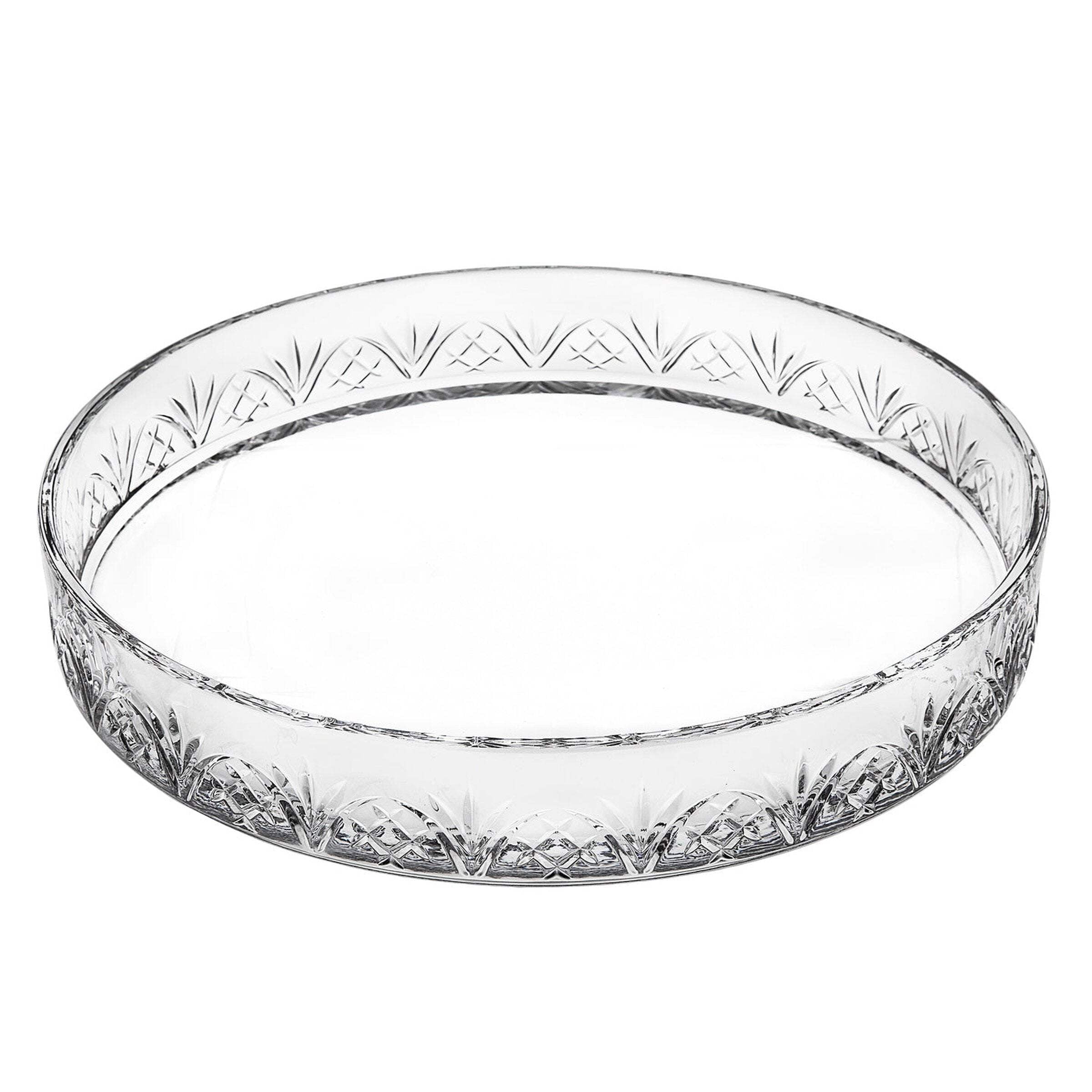 Elegant Dublin Polished Crystal Round Serving Tray