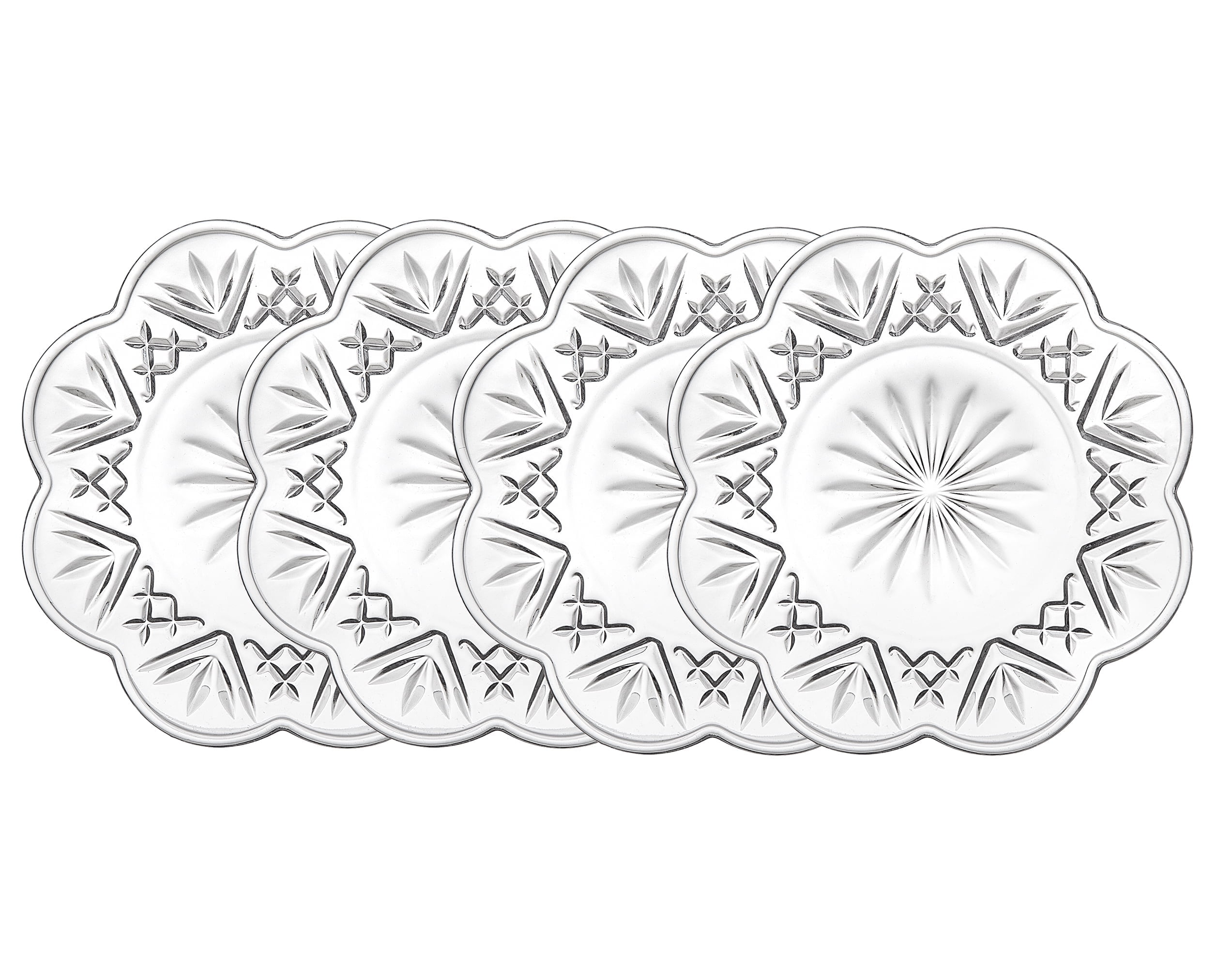 Dublin Clear Crystal Scalloped Dessert Plates Set of 4