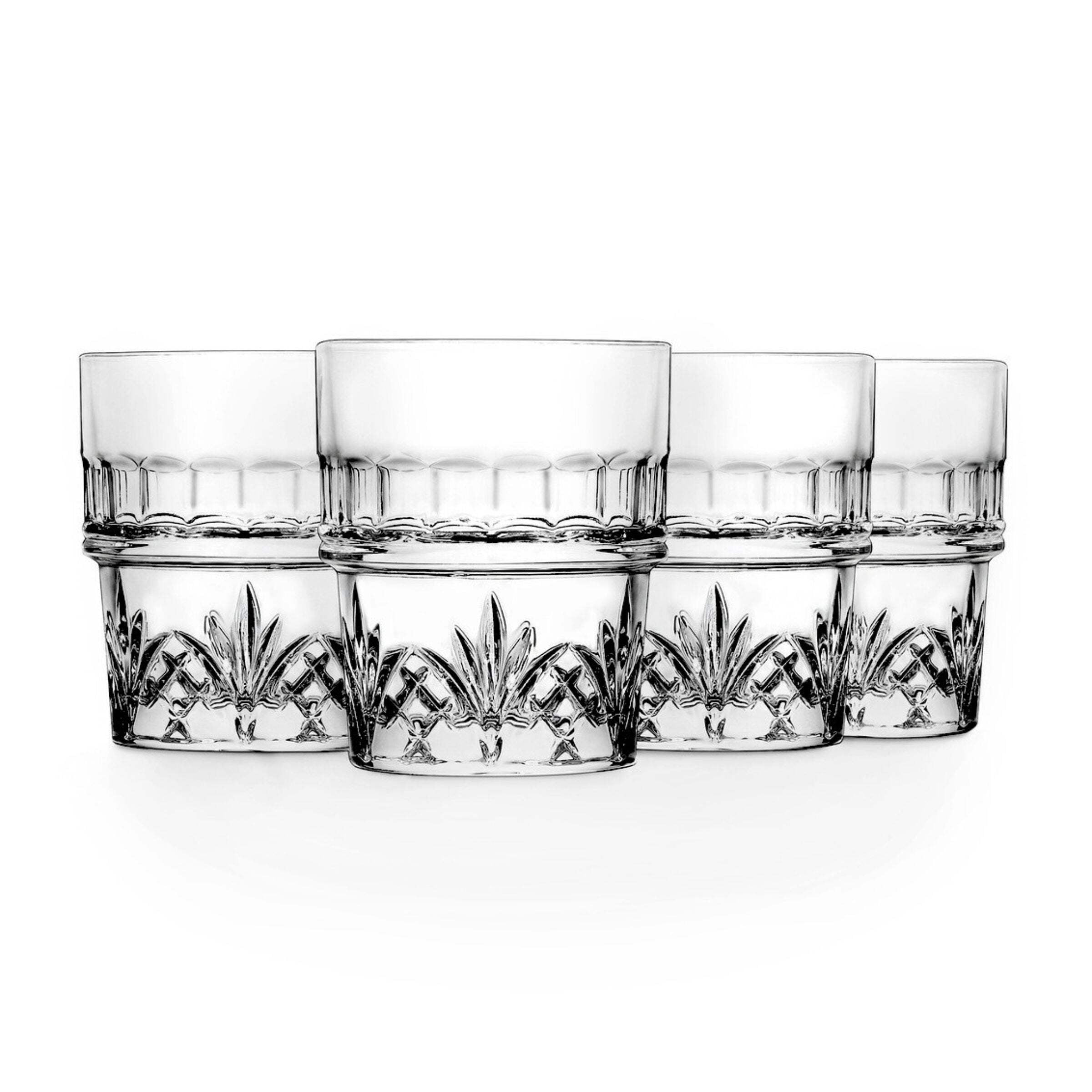 Dublin Clear Crystal Stackable 10oz Whiskey Glass Set