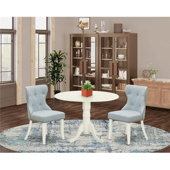Dublin Dining Table Set - Linen White & Baby Blue, Set of 2
