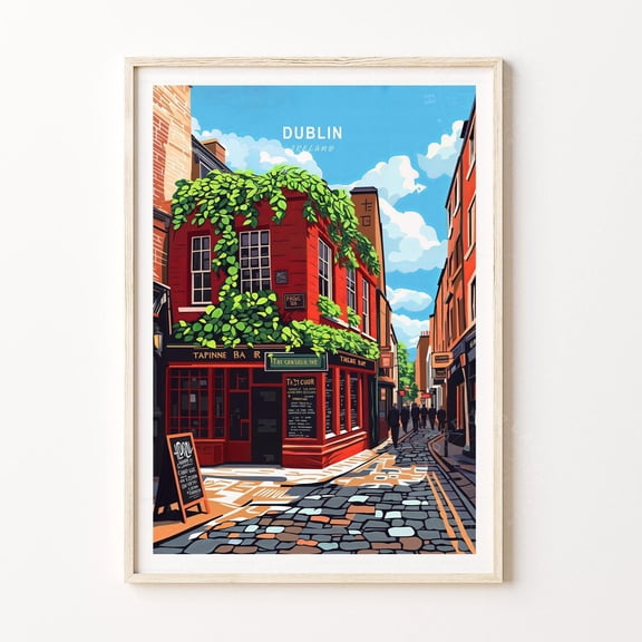 Dublin Ireland Minimalist Cityscape Wall Art, Unframed Paper Poster 8x10in