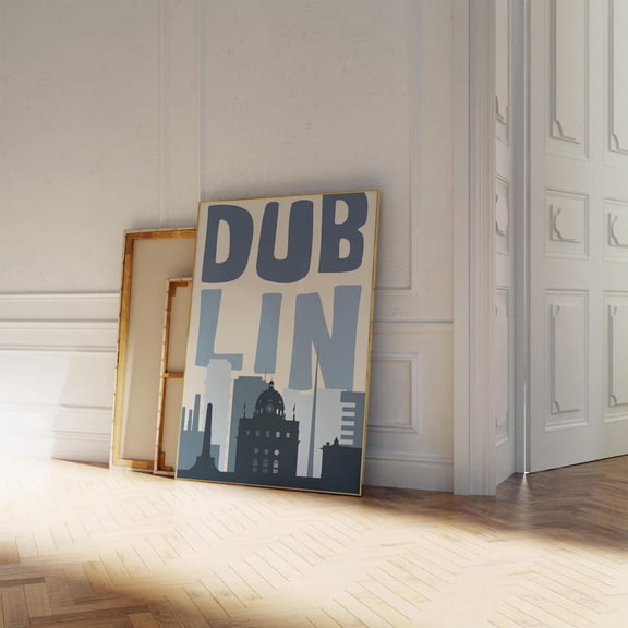 Dublin Ireland Skyline Art Modern Cityscape European Travel Poster 3, Unframed Paper Poster 8x10in
