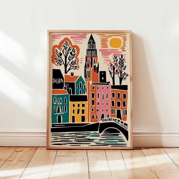 Dublin Ireland Travel City Wall Art Irish Landscape Vintage Unframed Paper Print