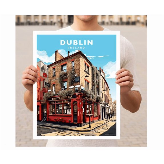 Dublin Ireland Travel Poster Wall Art Home Decor Office Wall Art