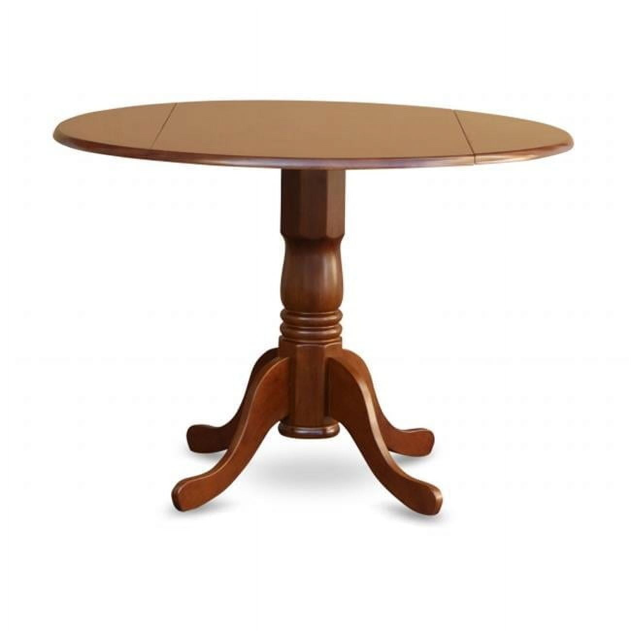 Dublin Kitchen Round Table with Two 9in Drop-Leaves in Saddle Brown ...